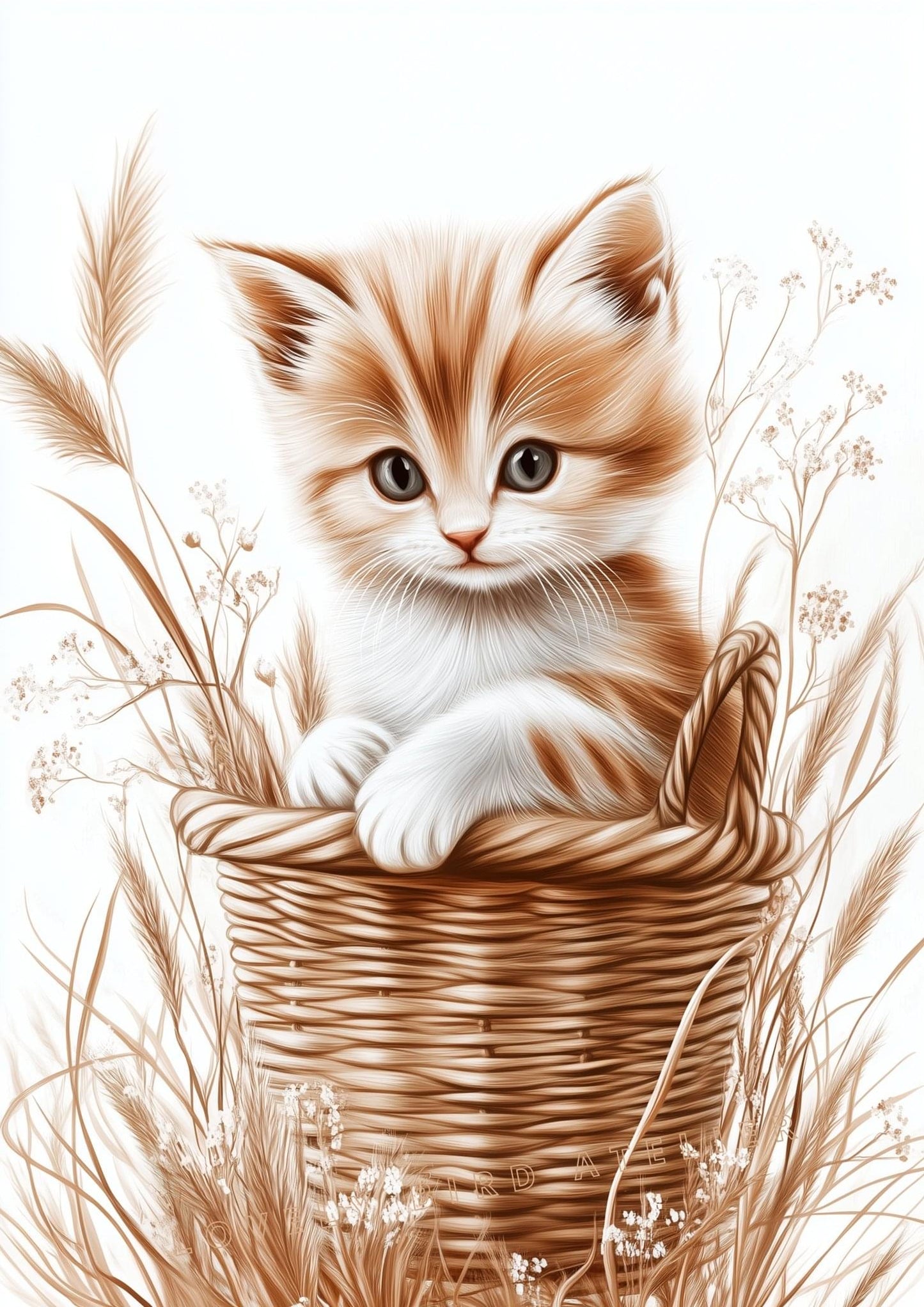 Affiche Joli Chaton & Panier décoration murale chambre bébé enfant.