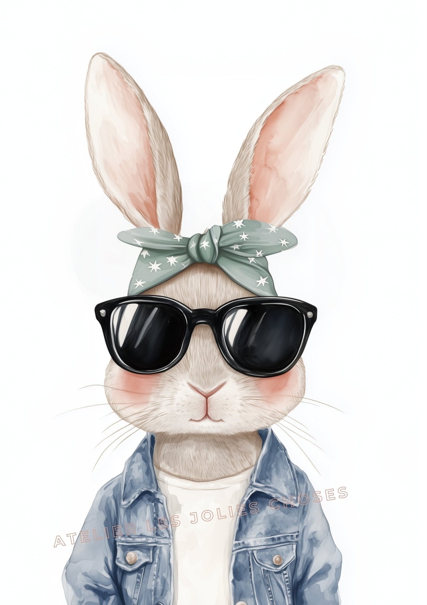 Affiche – Lapin Rock’n’Green décoration murale chambre bébé enfant