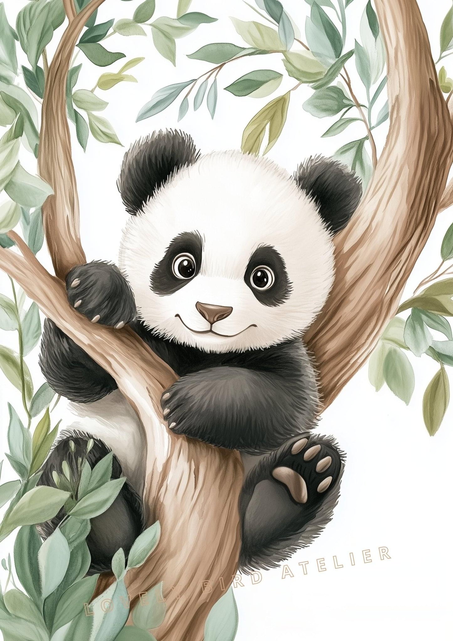 Panda & Végétation - Malice Sauvage décoration murale chambre bébé enfant.