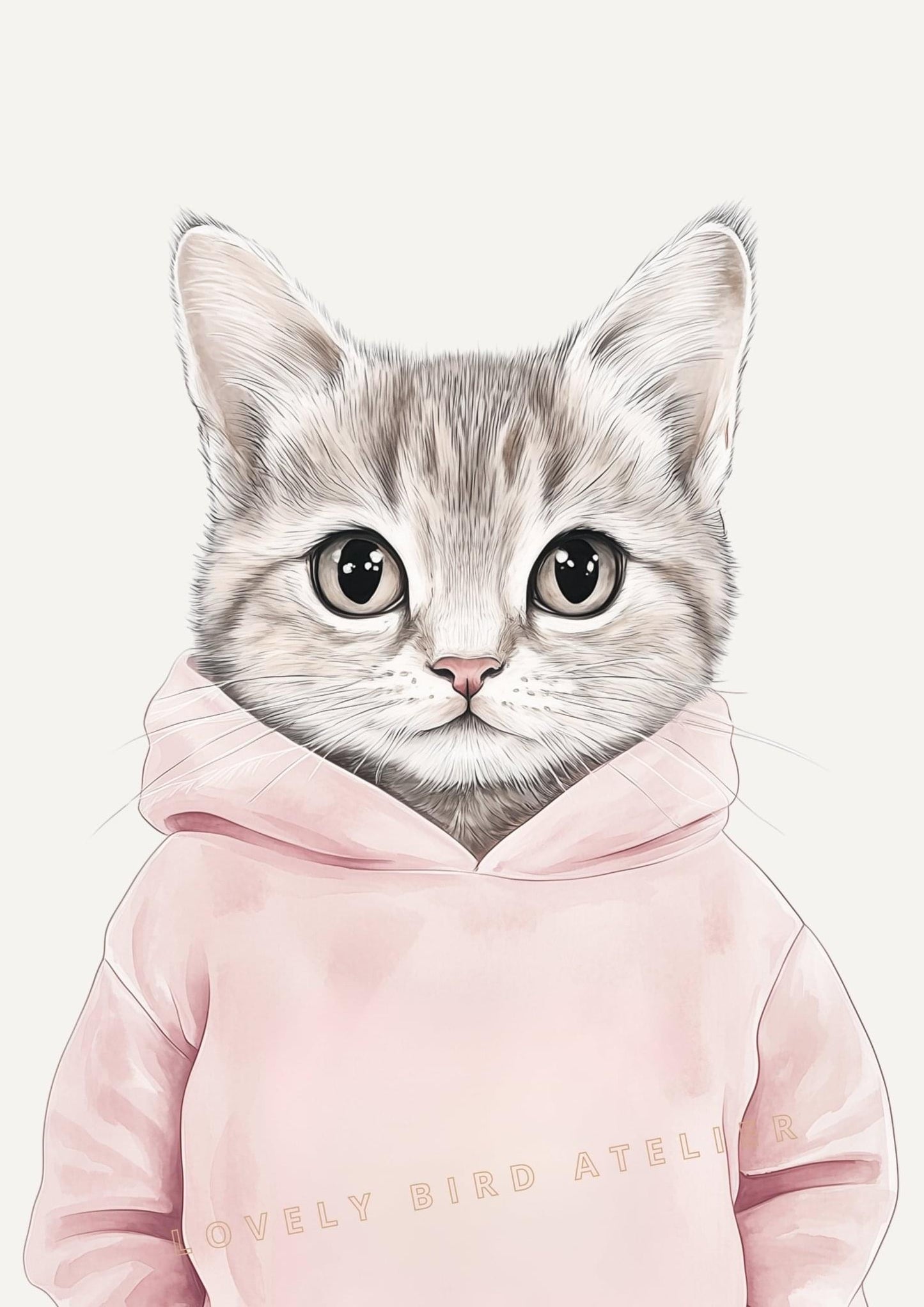 Affiche Chaton & Hoodie décoration murale chambre bébé enfant.