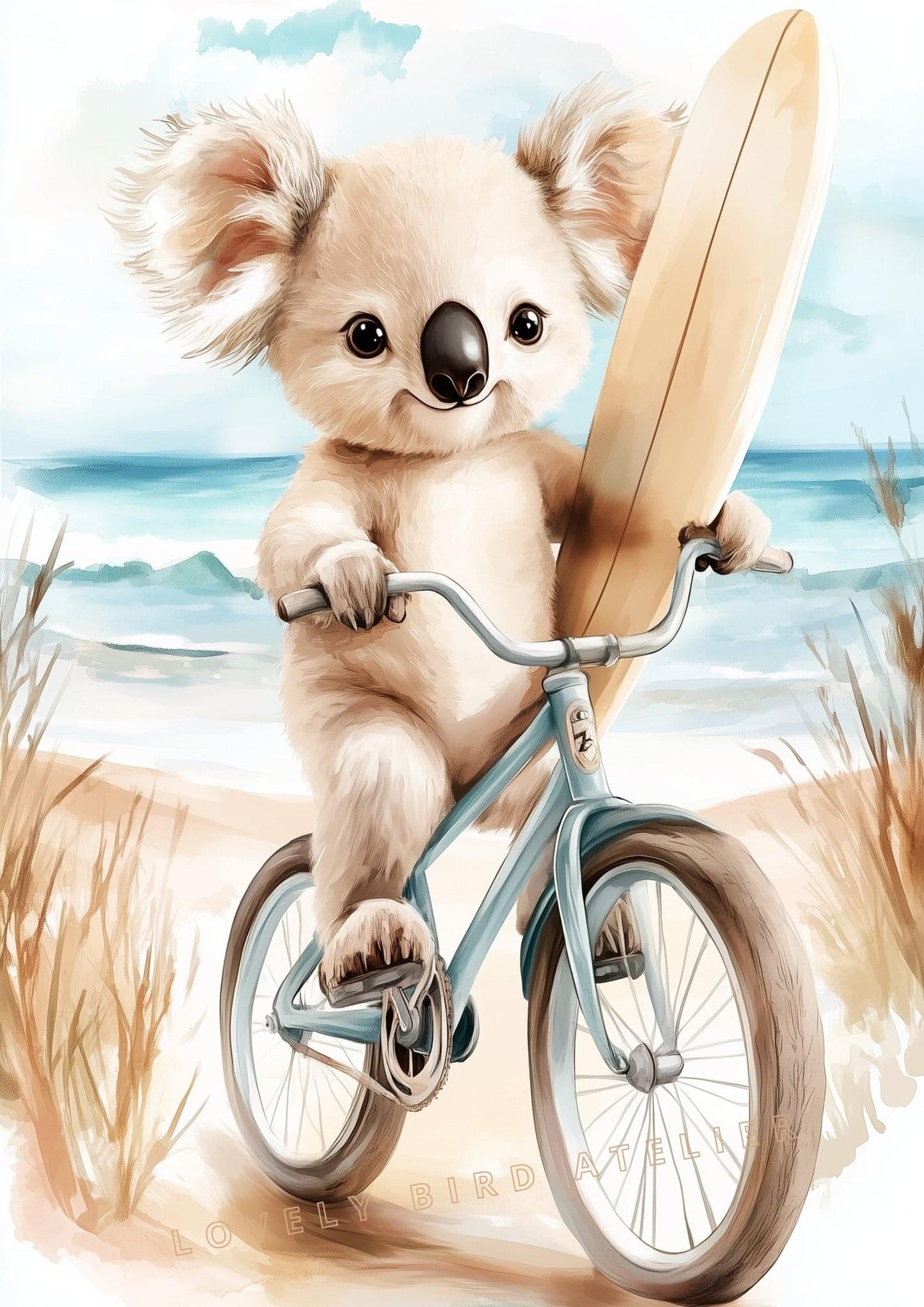 Affiche Koala & Surf décoration murale chambre bébé enfant.
