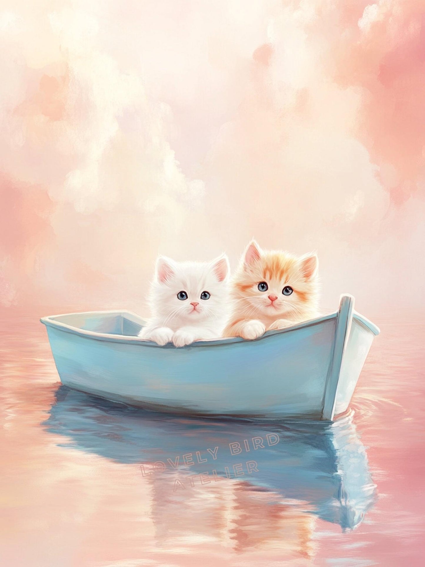 Affiche Chatons & Sunset décoration murale chambre bébé enfant.