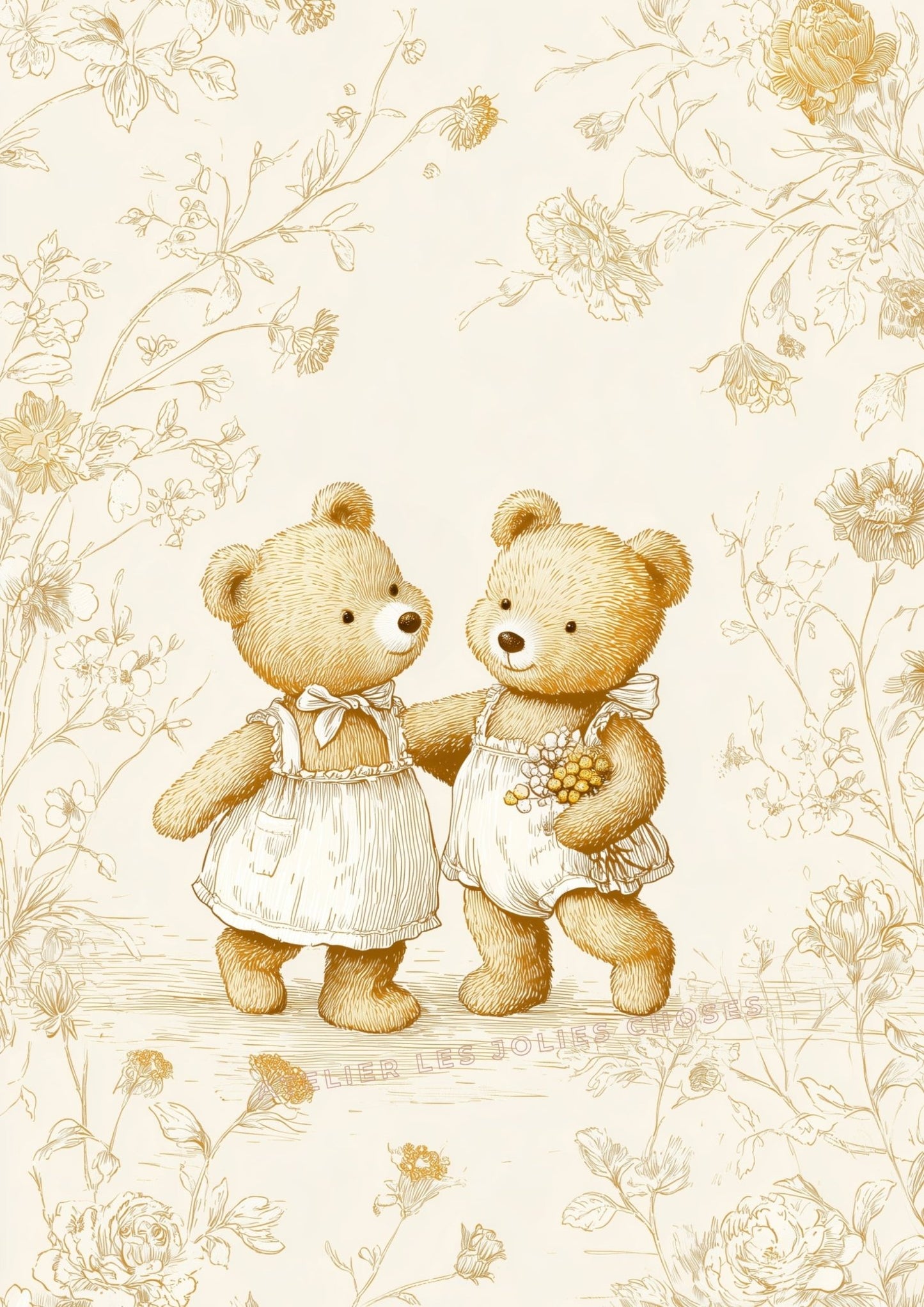 Illustration – Les inséparables décoration murale chambre bébé enfant.