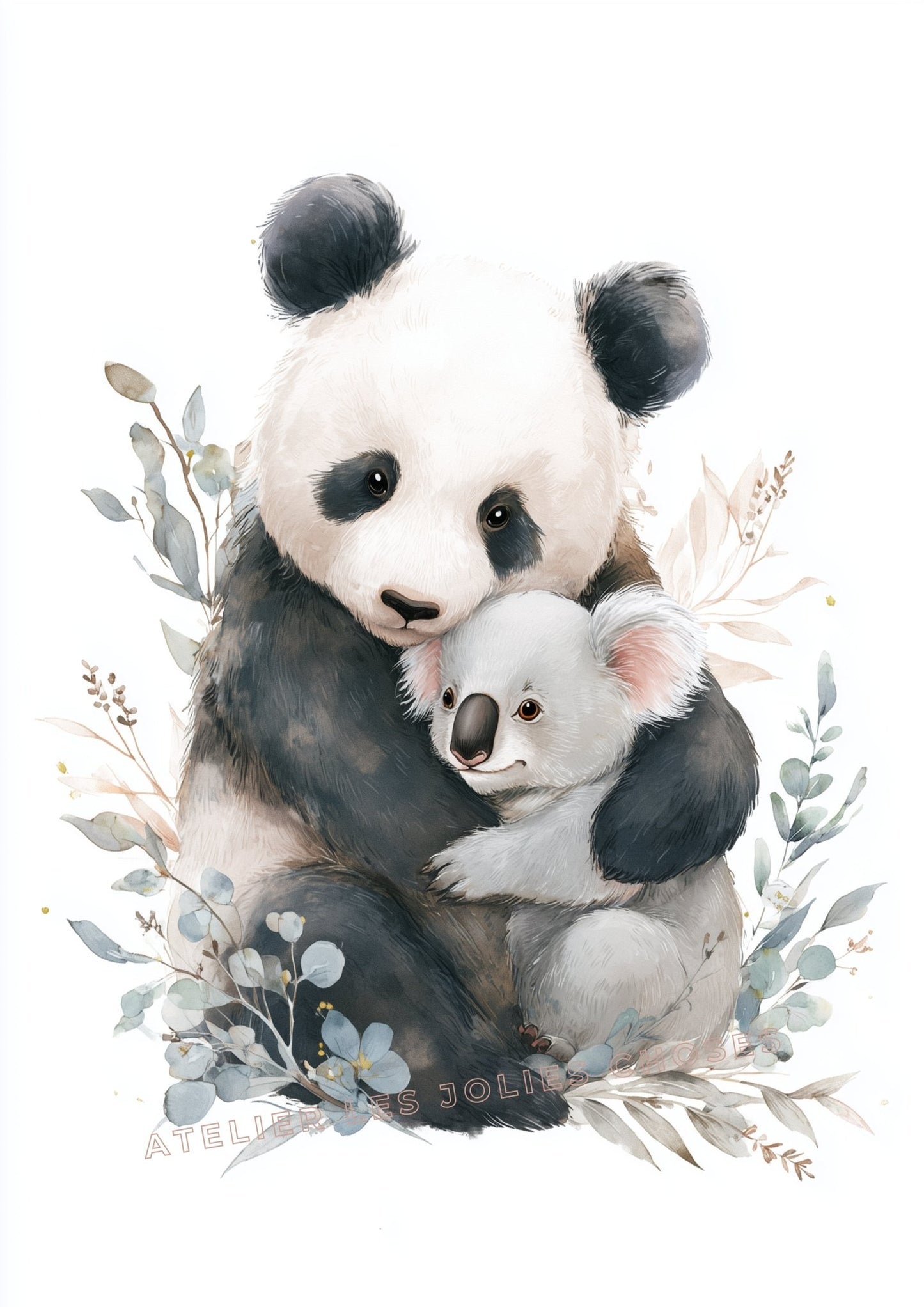 Affiche Panda et Koala - Amis pour Toujours décoration murale chambre bébé enfant.
