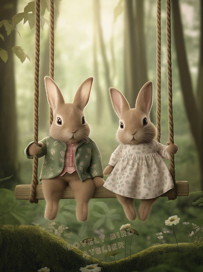Affiche Lapins & Balançoire - Atelier Les Jolies Choses  