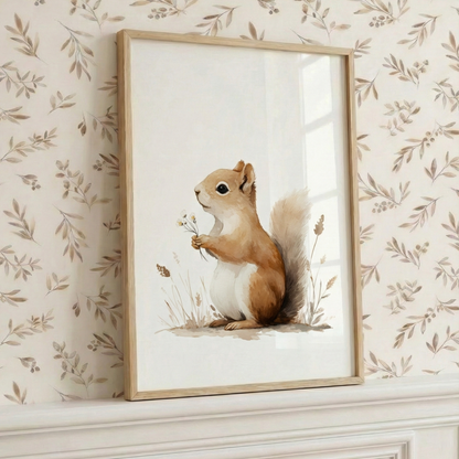 Affiche Écureuil – La petite cueillette