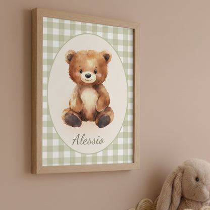Affiche  Bébé Ours & Vichy - Atelier Les Jolies Choses  