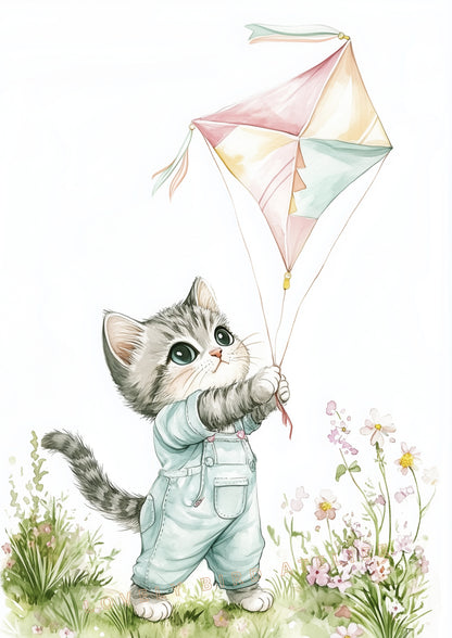 Affiche Chat & Cerf-Volant - Atelier Les Jolies Choses  