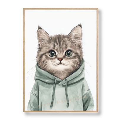 Affiche Chaton & Hoodie Sauge - Atelier Les Jolies Choses  