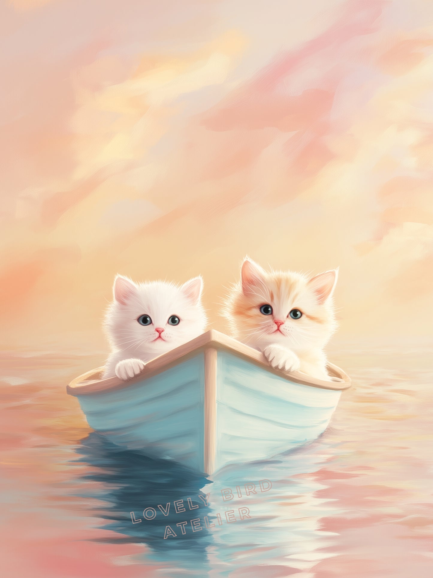 Affiche Chatons &  Barque - Atelier Les Jolies Choses  