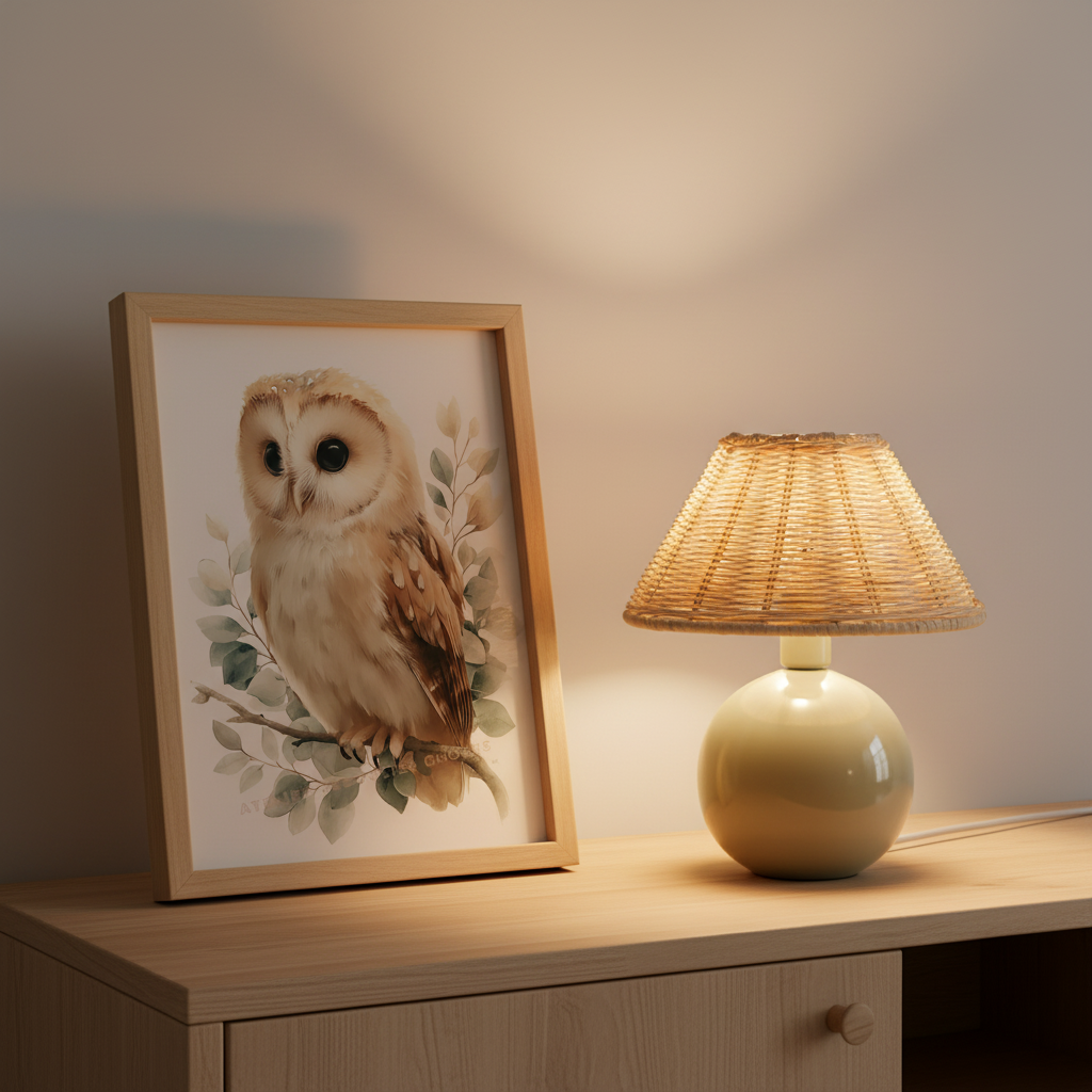 Affiche Chouette - Veilleuse des Bois