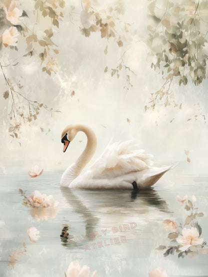 Affiche  Cygne & Floraison Pastel - Atelier Les Jolies Choses  