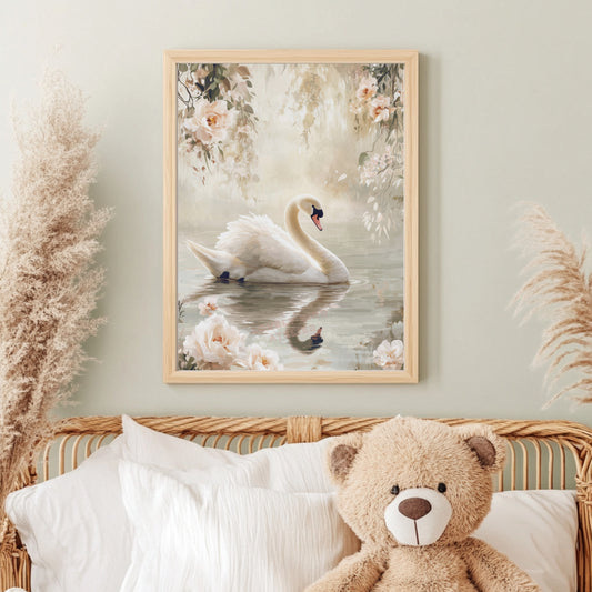 Affiche Cygne & Jolies Fleurs - Atelier Les Jolies Choses  