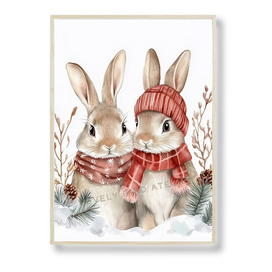Affiche  Duo Lapins En Hiver - Atelier Les Jolies Choses  