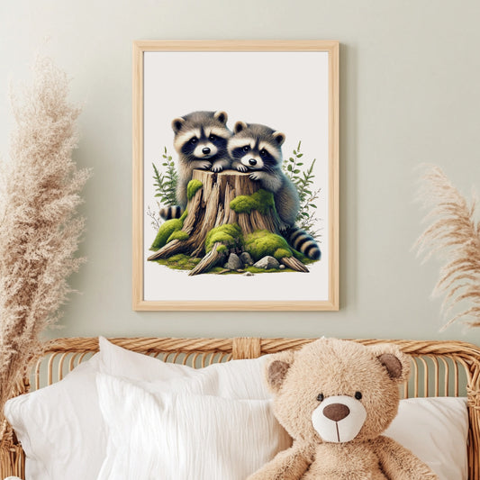 Affiche Duo Ratons Laveurs & Forêt - Atelier Les Jolies Choses  