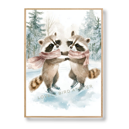 Affiche Duo Ratons Laveurs sur Glace - Atelier Les Jolies Choses  