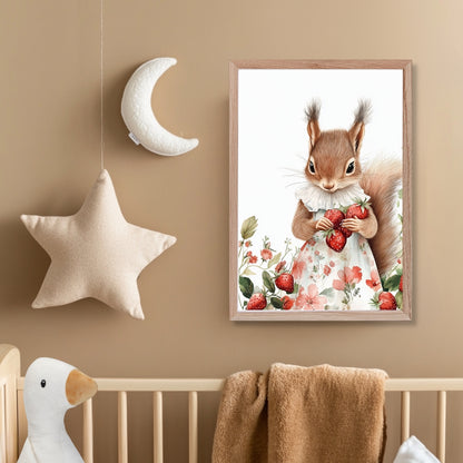 Affiche Ecureuil & Fraises - Atelier Les Jolies Choses  