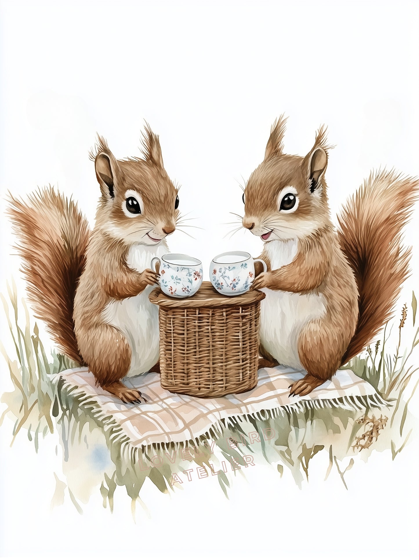 Affiche Ecureuils &  Cup Of Tea - Atelier Les Jolies Choses  