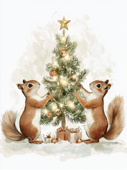 Affiche Ecureuils & Décor Noël - Atelier Les Jolies Choses  