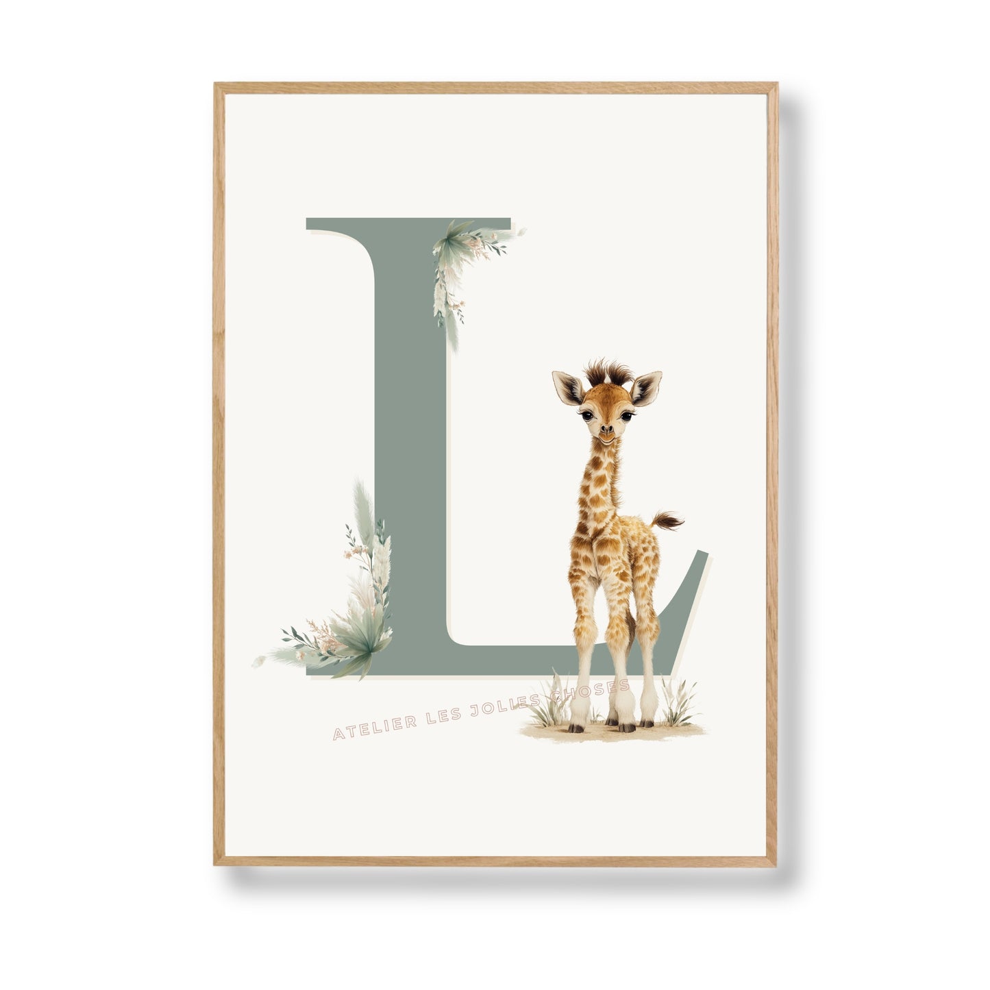 Affiche Girafe - Lettre L - Atelier Les Jolies Choses  