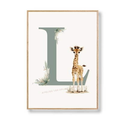 Affiche Girafe - Lettre L - Atelier Les Jolies Choses  