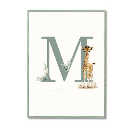 Affiche Girafe - Lettre M - Atelier Les Jolies Choses  