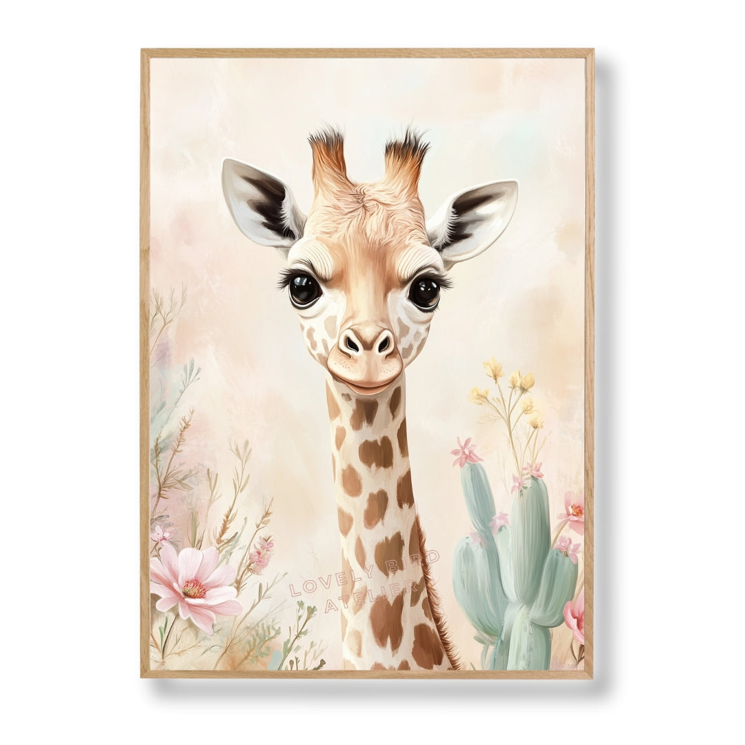 Affiche Girafe & Végétation Pastel - Atelier Les Jolies Choses  