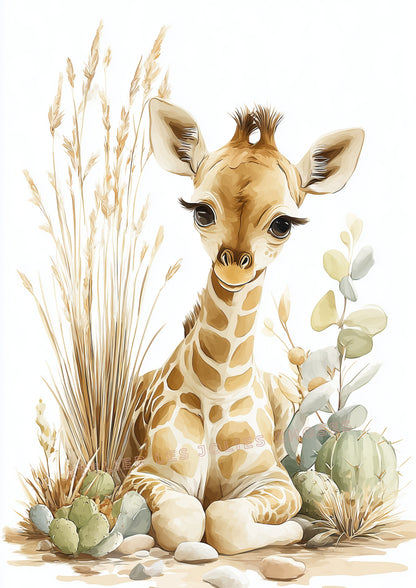 Affiche Jolie Girafe & Cactus - Atelier Les Jolies Choses