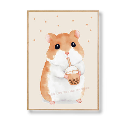 Affiche Kawaii Hamster & Bubble Tea