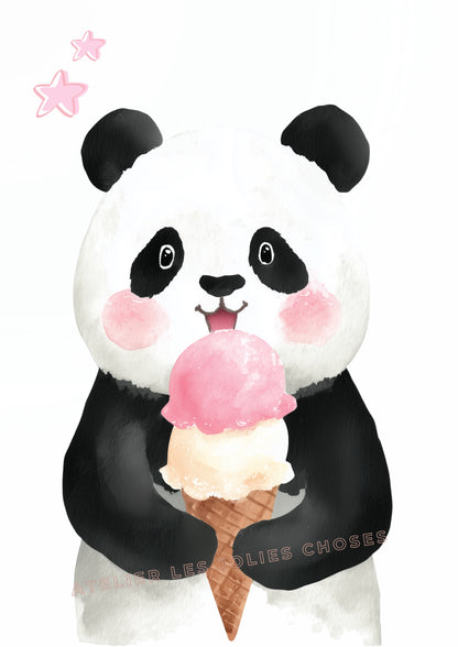 Affiche Kawaii Panda & Glace