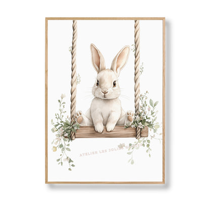 Affiche - Lapin  Balançoire Forestière