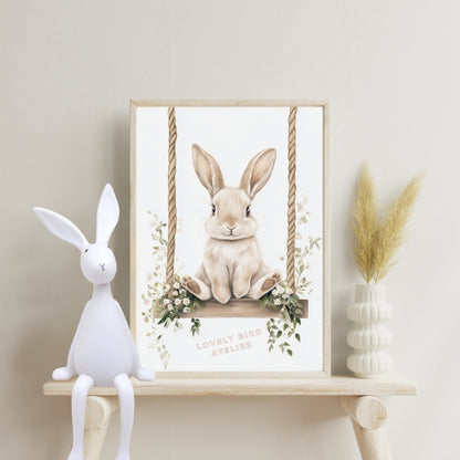 Affiche Lapin & Balancelle - Atelier Les Jolies Choses  