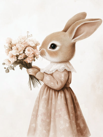 Affiche Lapin & Bouquet - Atelier Les Jolies Choses  