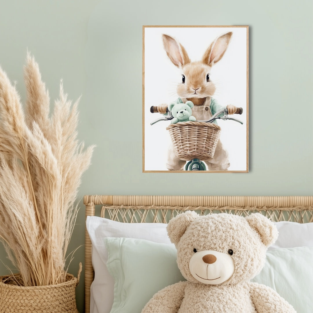 Affiche Lapin En Vélo - Atelier Les Jolies Choses  