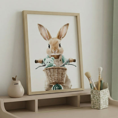 Affiche Lapin En Vélo - Atelier Les Jolies Choses  