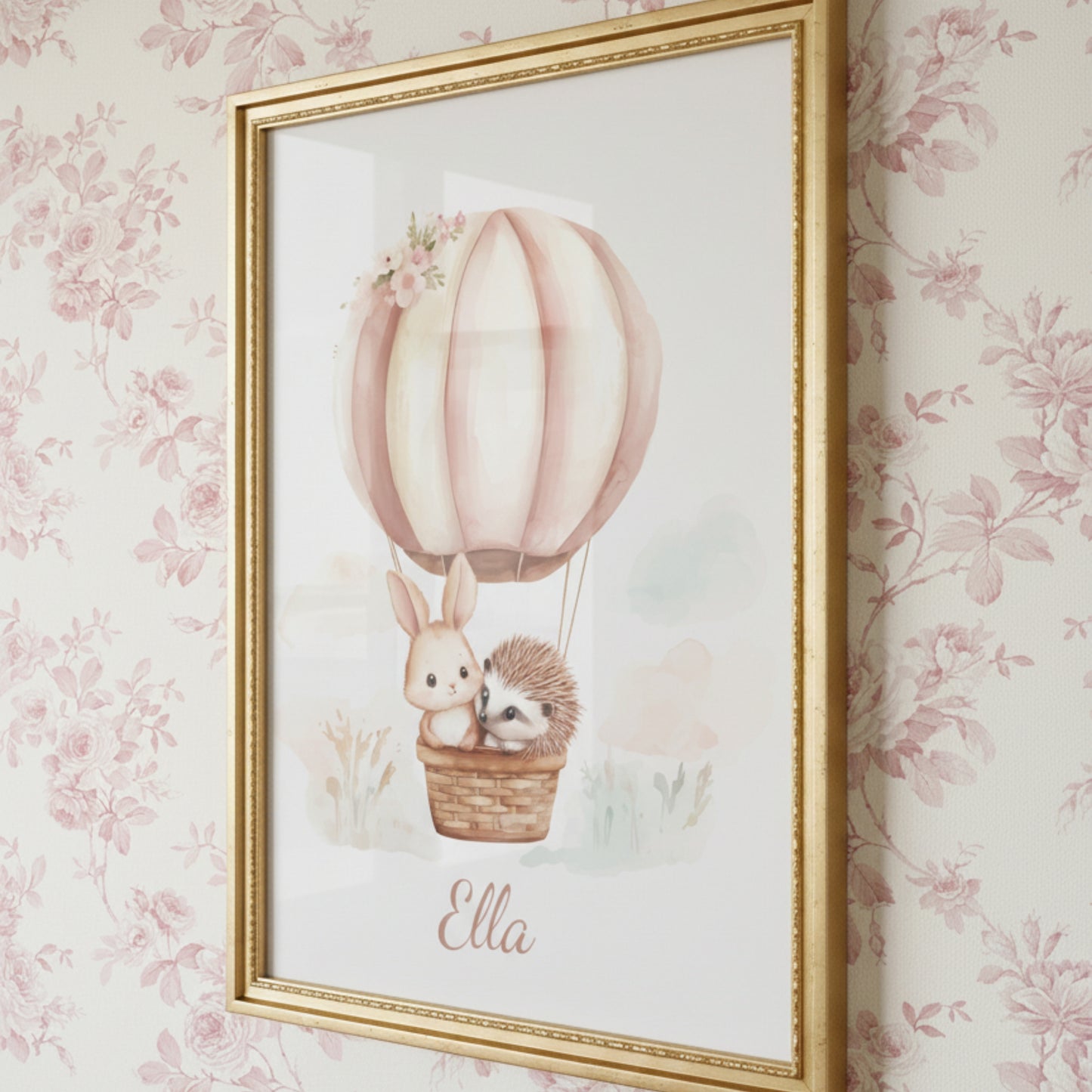 Affiche Lapin - Hérisson & Montgolfière - Atelier Les Jolies Choses  