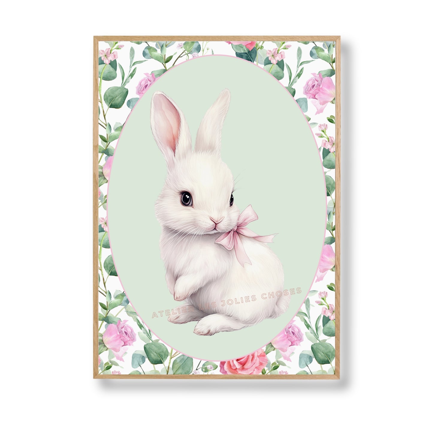 Affiche Lapin & Motif Fleuri - Atelier Les Jolies Choses  