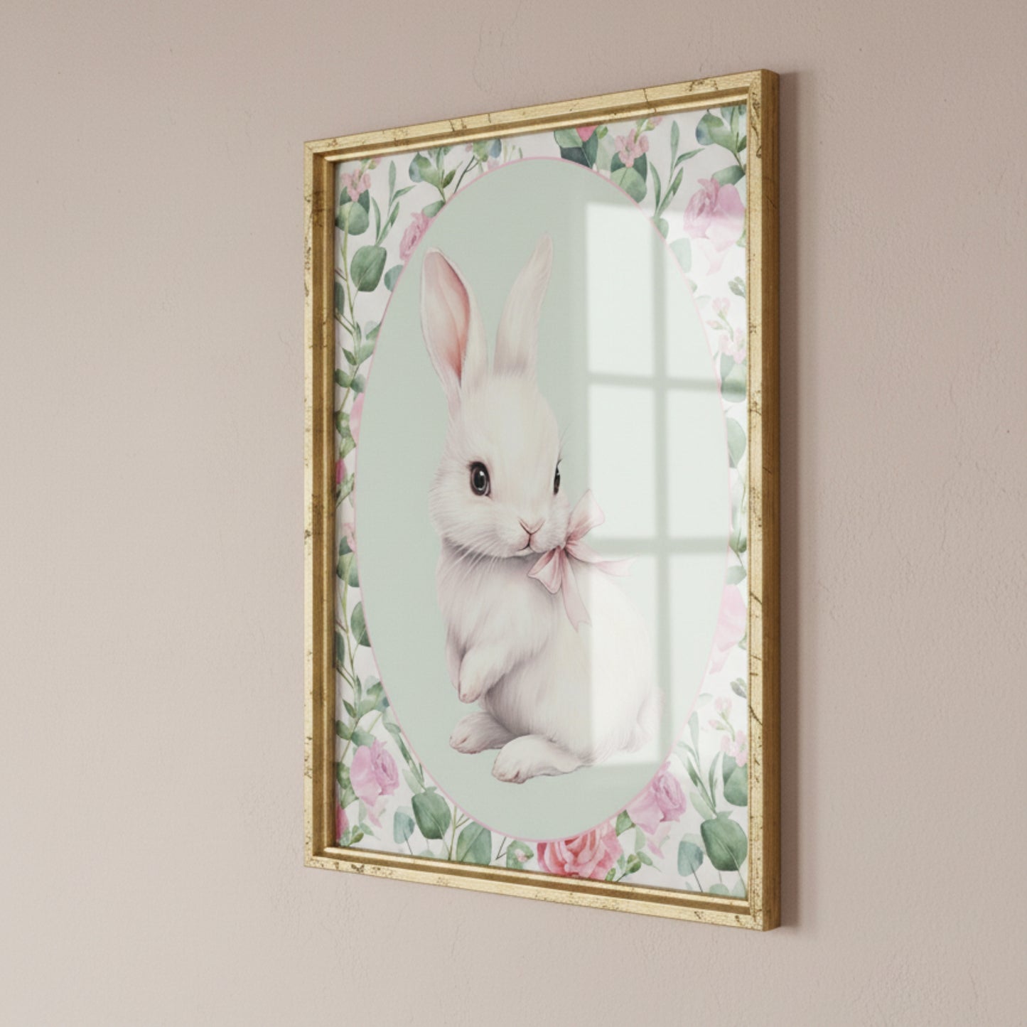 Affiche Lapin & Motif Fleuri - Atelier Les Jolies Choses  
