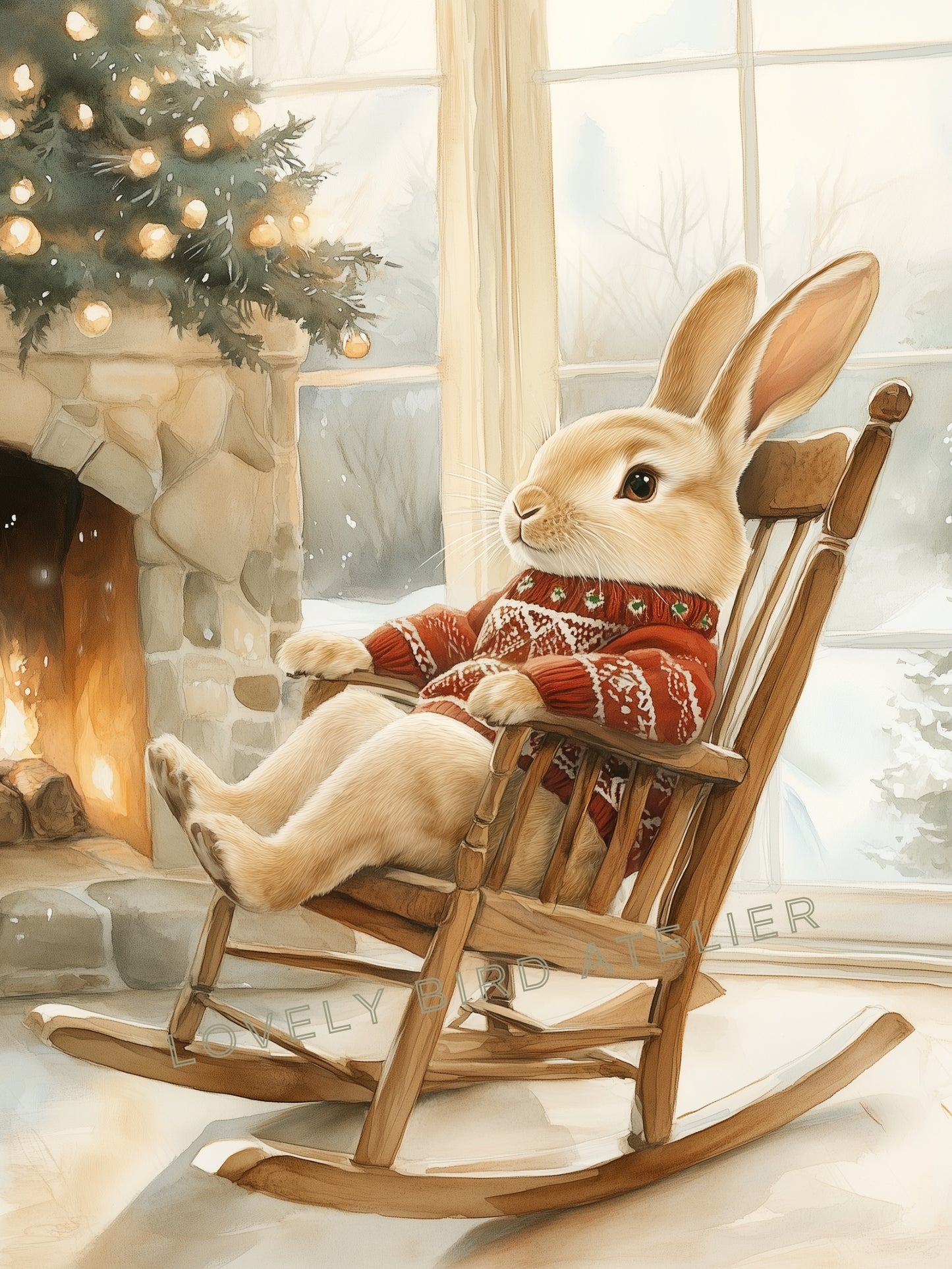 Affiche Lapin & Pull de Noël - Atelier Les Jolies Choses  