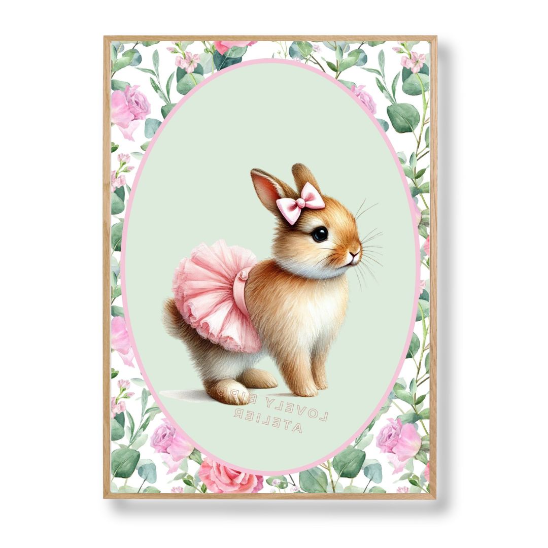 Affiche Lapin Tutu & Motif Fleuri - Atelier Les Jolies Choses  