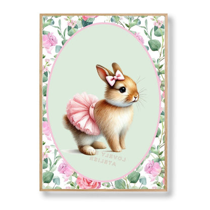 Affiche Lapin Tutu & Motif Fleuri - Atelier Les Jolies Choses  