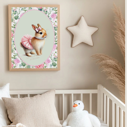 Affiche Lapin Tutu & Motif Fleuri - Atelier Les Jolies Choses  