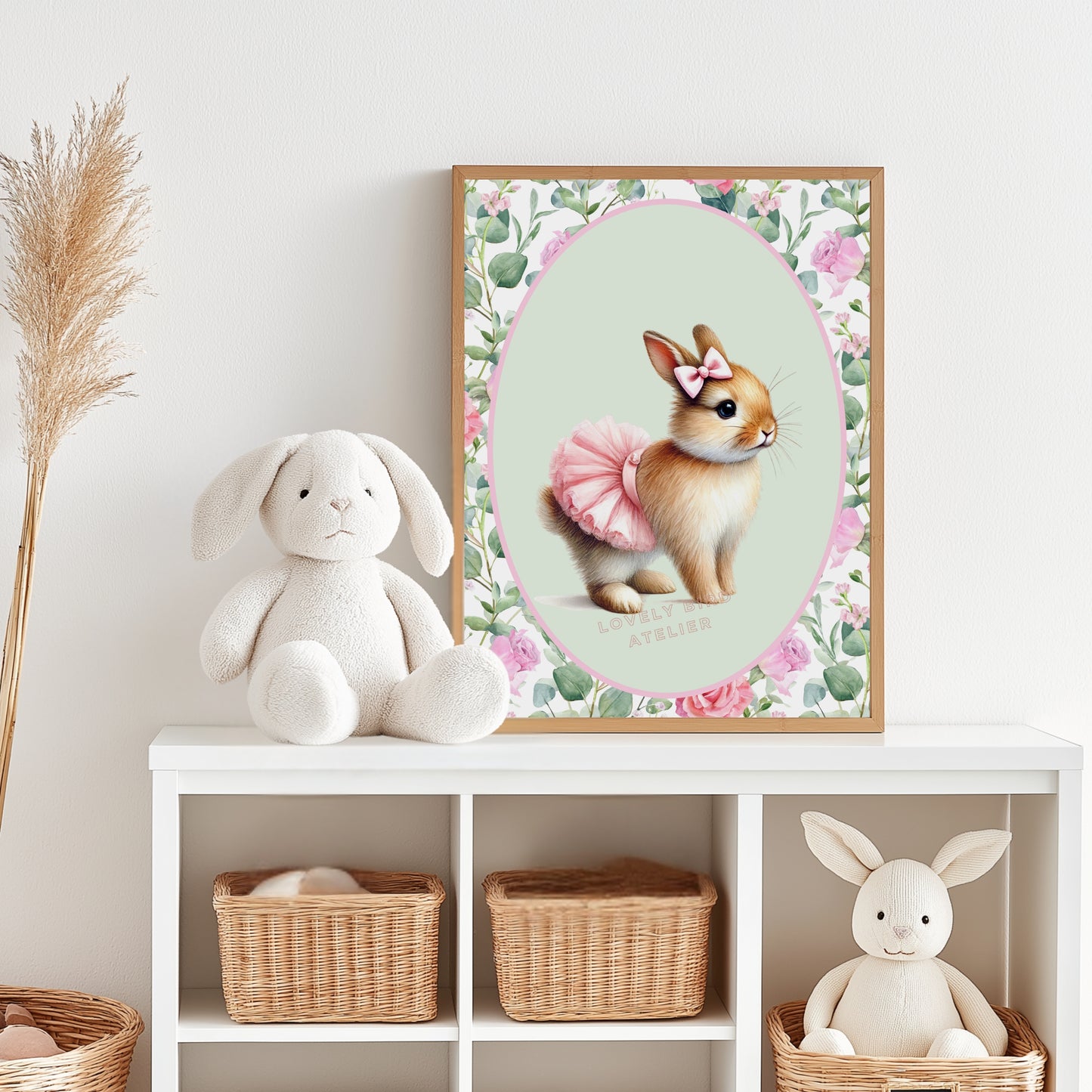 Affiche Lapin Tutu & Motif Fleuri - Atelier Les Jolies Choses  