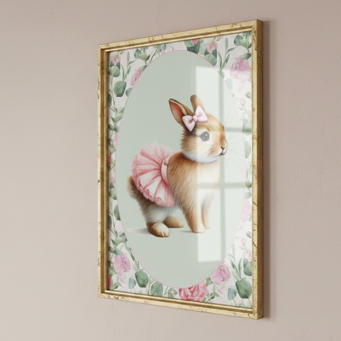 Affiche Lapin Tutu & Motif Fleuri - Atelier Les Jolies Choses  