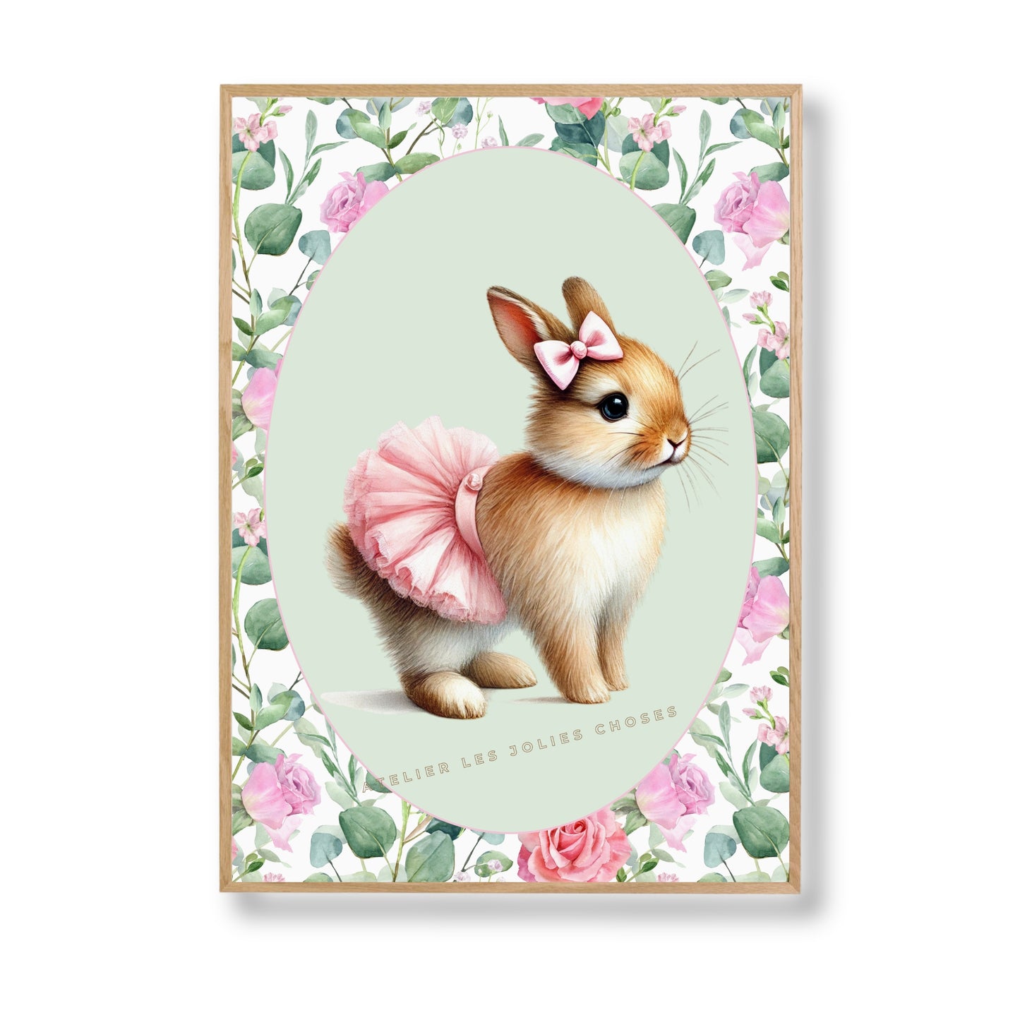 Affiche Lapin Tutu & Motif Fleuri - Atelier Les Jolies Choses  
