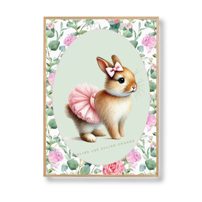 Affiche Lapin Tutu & Motif Fleuri - Atelier Les Jolies Choses  