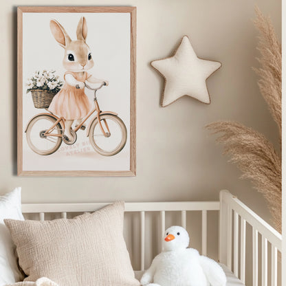 Affiche Lapine En Vélo - Atelier Les Jolies Choses  
