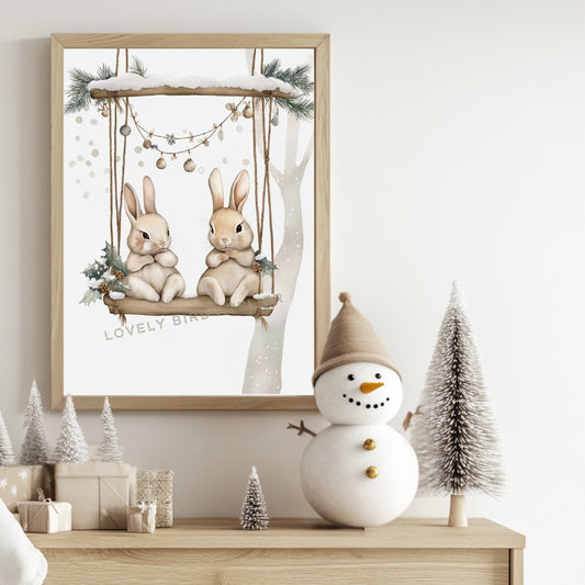 Affiche Lapins & Balançoire Enneigée - Atelier Les Jolies Choses  