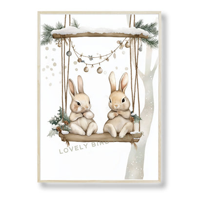 Affiche Lapins & Balançoire Enneigée - Atelier Les Jolies Choses  