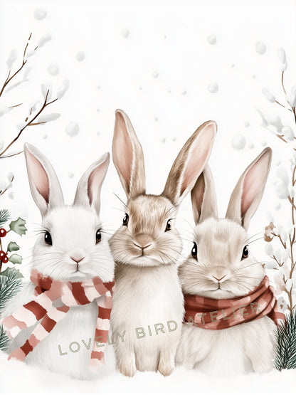 Affiche Lapins - Tendresse en Hiver - Atelier Les Jolies Choses  